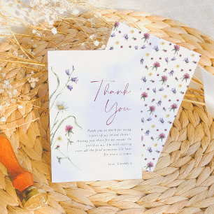 Carte De Remerciements Amour en Fleurs Fête de Mariage aux Aquarelles et