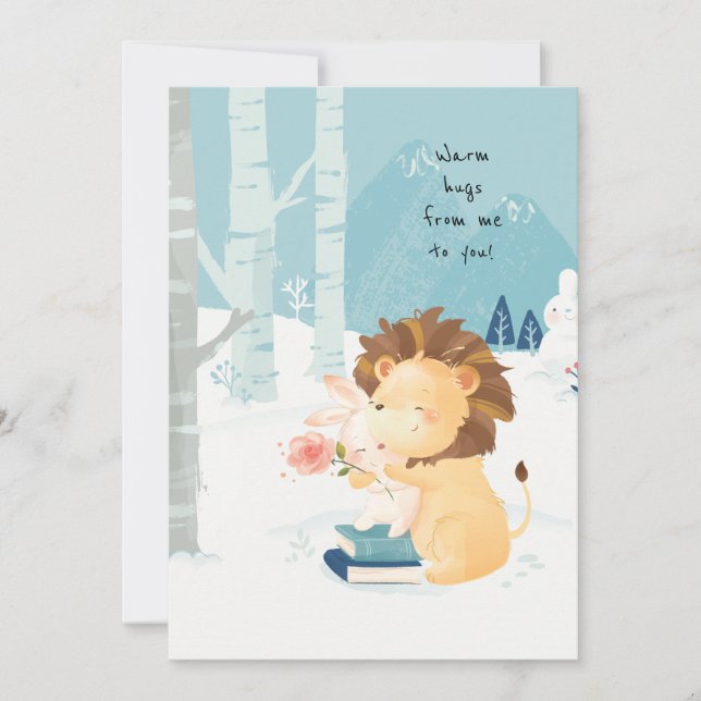 Carte De Remerciements Amour en hiver Câlins chaleureux (Devant)