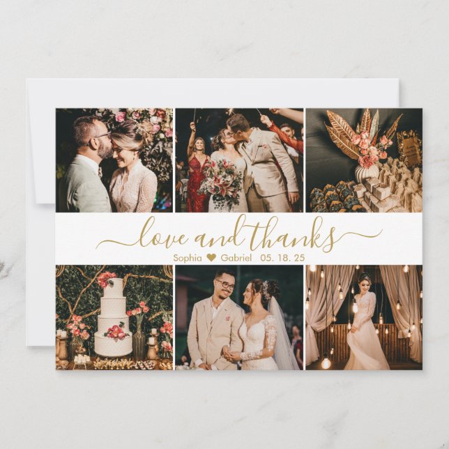 Carte De Remerciements Amour et Remerciements 6 Collage photo de mariage  (Devant)