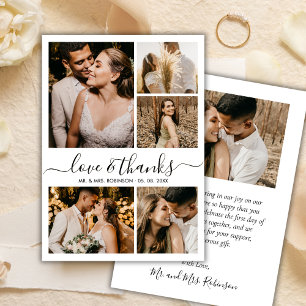 Carte De Remerciements Amour et Remerciements Chic Script Collage Photo d