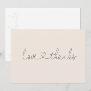 Carte De Remerciements Amour et remerciements Crème à motif de cœur pour