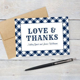 Carte De Remerciements Amour et Remerciements Mariage au BBQ Navy Gingham