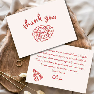 Carte De Remerciements Amour & Pizza Italien Dessin à la Main Rouge Baby 