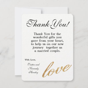 Carte De Remerciements amour PLAT de parties scintillantes de feuille