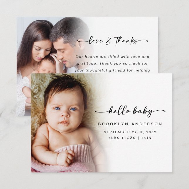 Carte De Remerciements Amour & Remerciements | Superposition de photos Bo (Devant / Derrière)