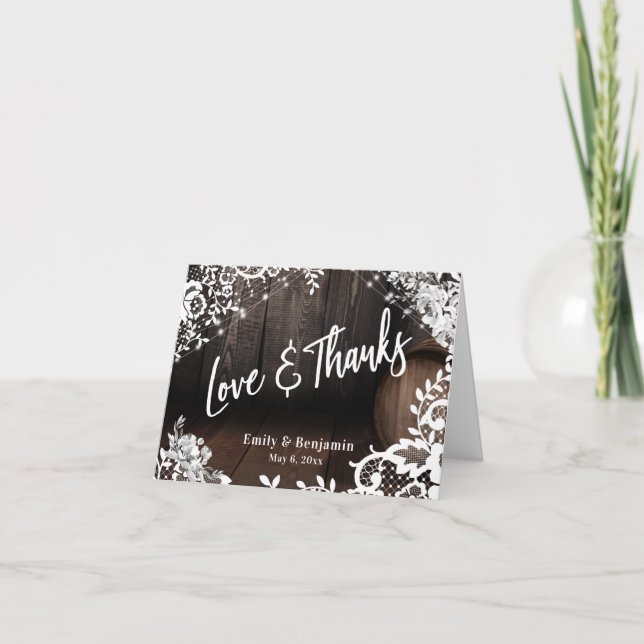 Carte De Remerciements Amour & Remerciements Tonneau en Bois Guirlandes L (Devant)