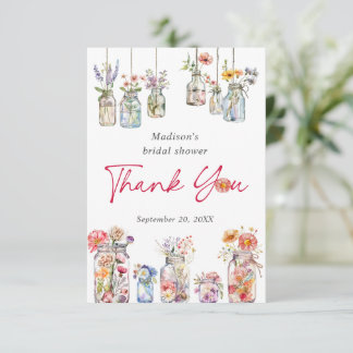 Carte De Remerciements Amoureusement Sauvage Fête de Mariage à l'Aquarell