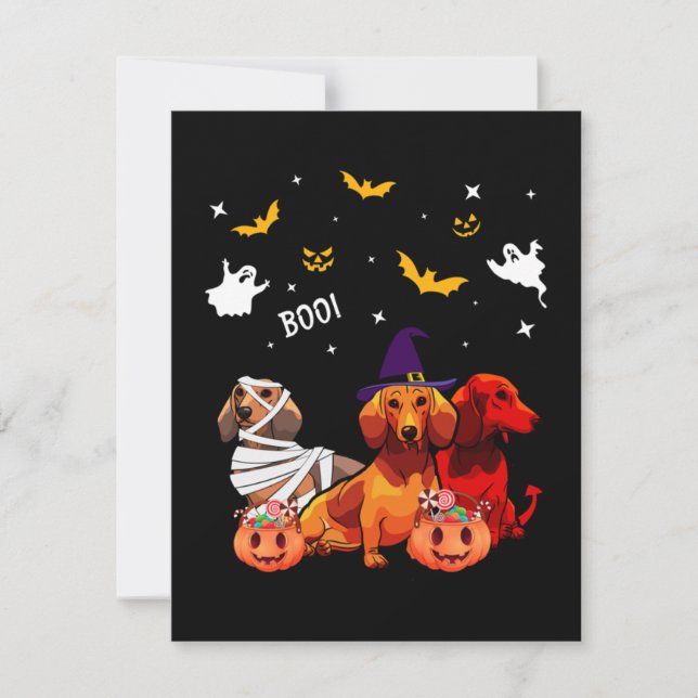 Carte De Remerciements Amoureux des chiens de Dachshund Halloween (Devant)