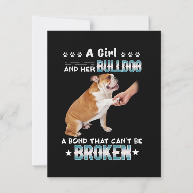 Carte De Remerciements Amoureux des chiens | Fille et son bouledogue, un  (Devant)