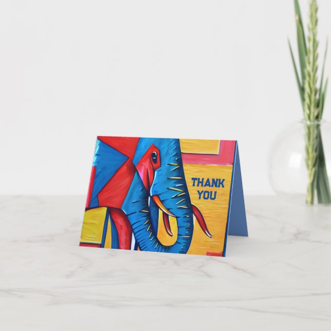 Carte De Remerciements Amusant Artsy Abstrait Little Elephant (Devant)
