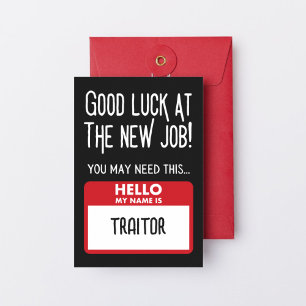 Carte De Remerciements Amusant 'Badge De Traiteur' Coworker Quittant