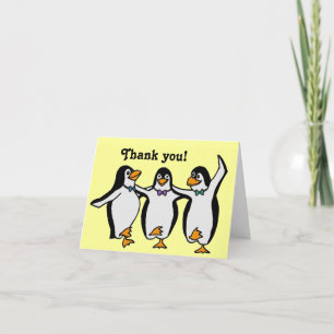 Carte De Remerciements Amusant Joyeux Pingouins Dansants Anniversaire