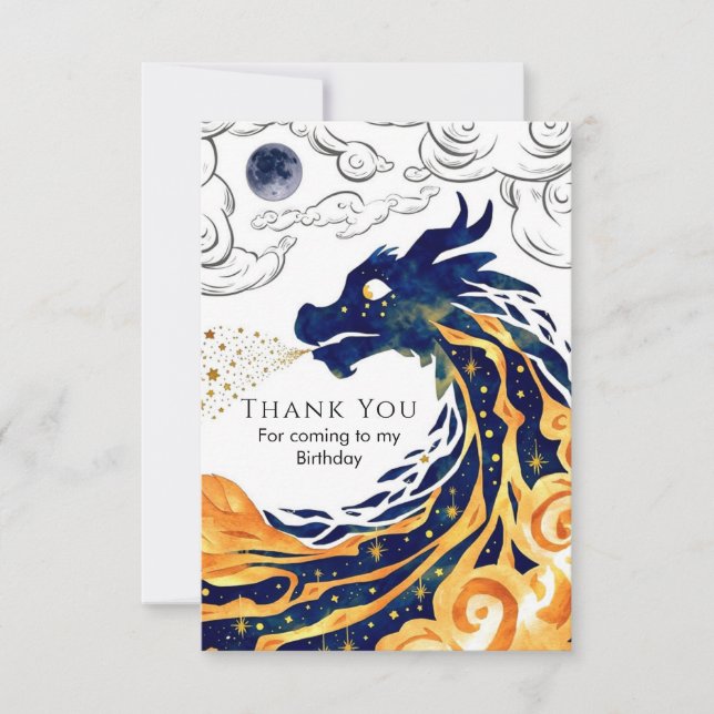 Carte De Remerciements Amusant Majestic Dragon Anniversaire (Devant)
