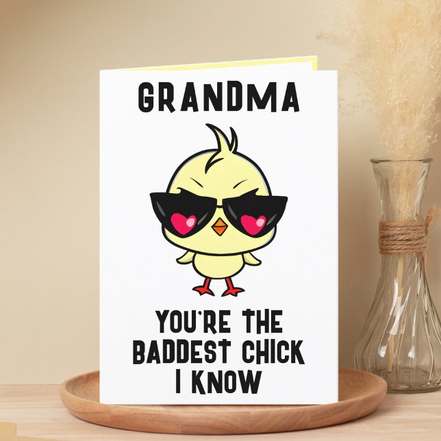Carte De Remerciements Amusant Mauvais Poulets Poulets Grand-mère Joyeux  (Funny Bad Chick Chicken Grandmother Happy Birthday Thank You Card)