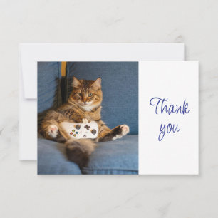 Carte De Remerciements Amusant Mignon Chat Chaton Joueur de jeux vidéo Me