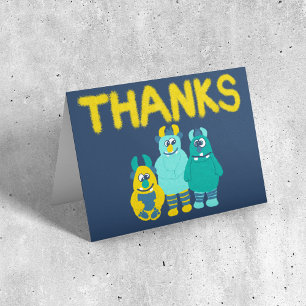 Carte De Remerciements Amusant Petit Cartoon Monsters Garçons Anniversair