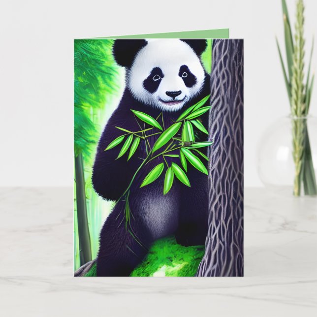 Carte De Remerciements Amusant Petit Ours Panda (Devant)