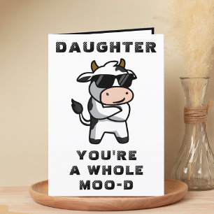 Carte De Remerciements Amusante vache Moo Mood fille Joyeux anniversaire