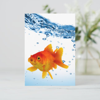 Carte De Remerciements Amusants poisson d'or unique eau de bol de poisson