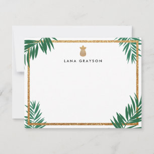 Carte De Remerciements Ananas à Parties scintillant d'or White Faux perso