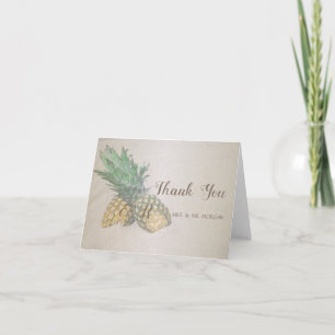 Carte De Remerciements Ananas de mariage sur la plage