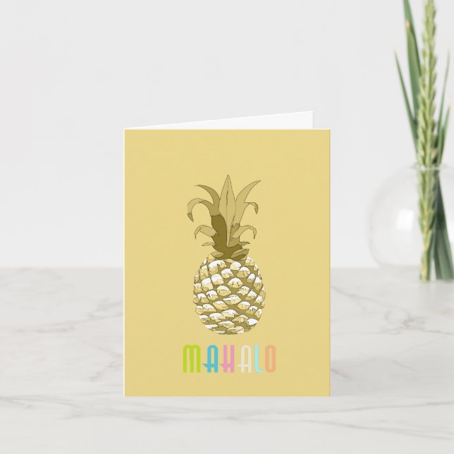 Carte De Remerciements Ananas Gold Mahalo ID239 (Devant)