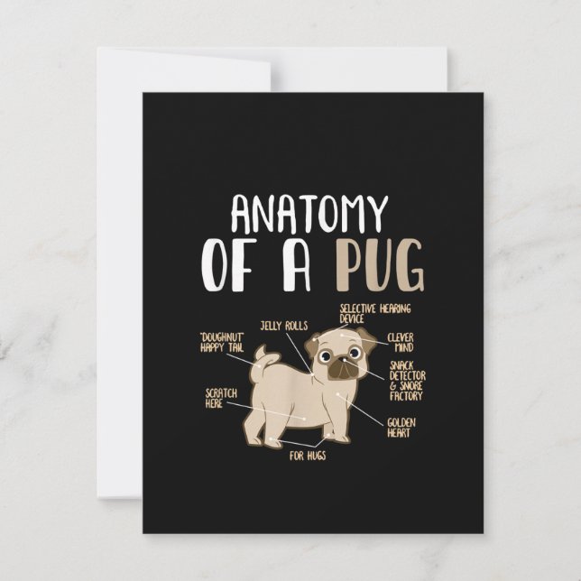 Carte De Remerciements Anatomie D'Une race Carlin Chien Animaux De Compag (Devant)