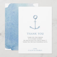 Ancre d'aquarelle Baby shower de plage bleu marine