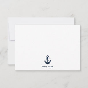 Carte De Remerciements Ancre de nom de bateau nautique personnalisé