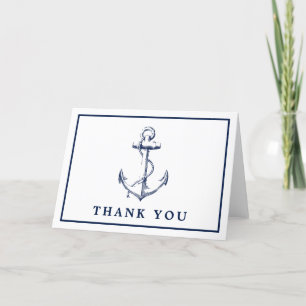 Carte De Remerciements Ancre marine blanche photo simple