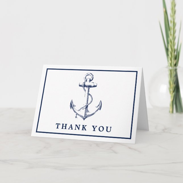 Carte De Remerciements Ancre nautique simple photo blanc (Devant)