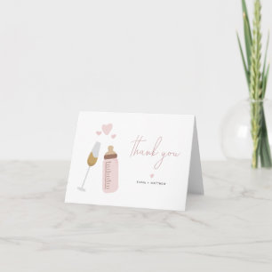 Carte De Remerciements ANDI Pink Poppin' Bouteilles Baby shower fille