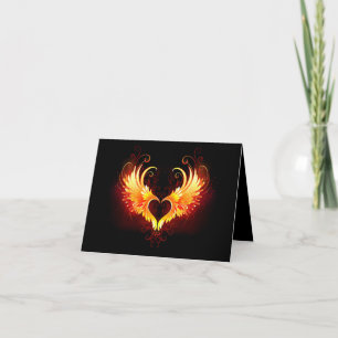 Carte De Remerciements Angel Fire Heart with Wings