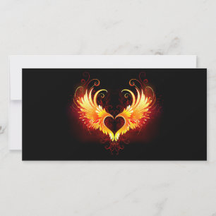 Carte De Remerciements Angel Fire Heart with Wings