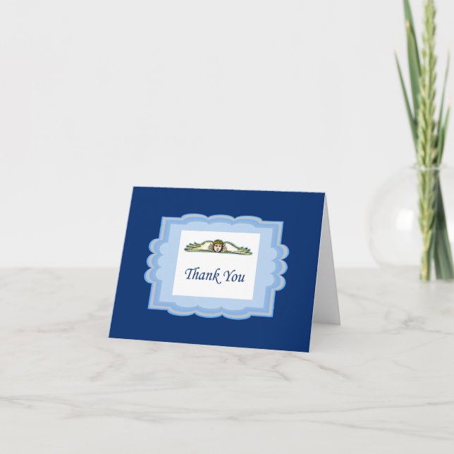Carte de remerciements Angle Avec Bordure Bleue Cl (Devant)