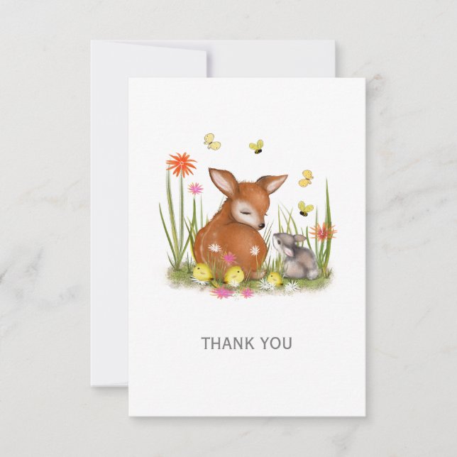 Carte de remerciements animal de bois mou (Devant)