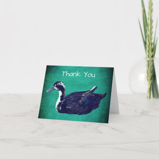 Carte De Remerciements Animal de ferme de canard noir (Devant)