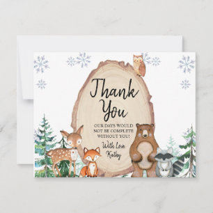 Carte De Remerciements Animal d'hiver Révèle le genre Lui ou elle Woodlan