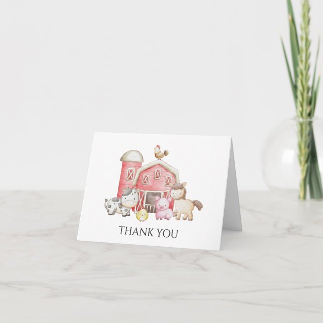 Carte De Remerciements animal mignon d'anniversaire de ferme (Devant)