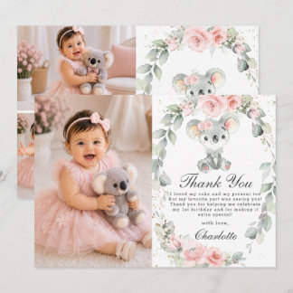 Carte De Remerciements Animaux australiens Fleurs roses Anniversaire Phot