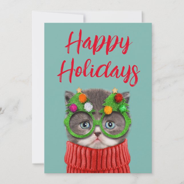 Carte De Remerciements Animaux de bébés cutest | Chandail de Noël de chat (Devant)