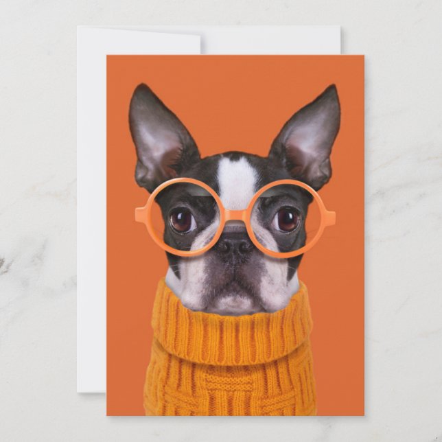 Carte De Remerciements Animaux de bébés cutest | Orange Boston Terrier (Devant)