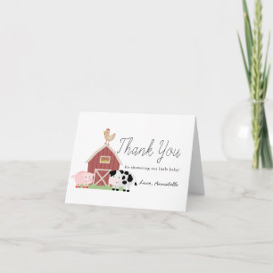 Carte De Remerciements Animaux de ferme Barnyard Baby shower blanc