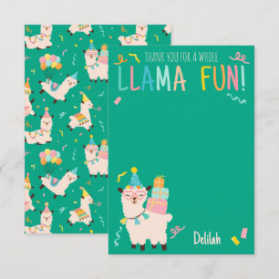 Carte De Remerciements Animaux de Fête de Remerciement Lama Anniversaire