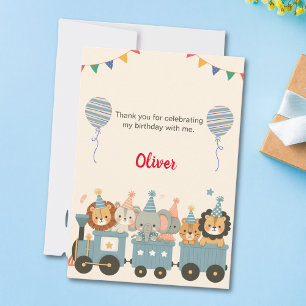 Carte De Remerciements Animaux de fête mignons sur un panneau de bienvenu