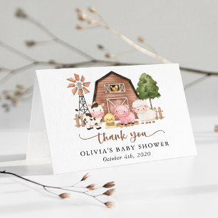 Carte De Remerciements Animaux de la ferme, Animaux mignons, Grange, Baby