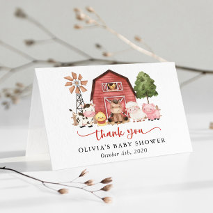Carte De Remerciements Animaux de la ferme, Animaux mignons, Grange rouge