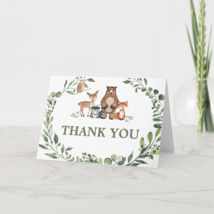 Carte De Remerciements Animaux de la forêt Baby Shower