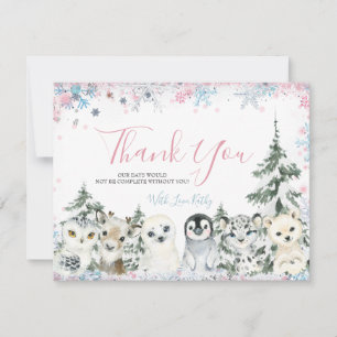 Carte De Remerciements Animaux d'hiver - Révélation de genre Lui ou elle 