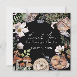 Carte De Remerciements Animaux Mignons de la Forêt de Bois Baby Shower No
